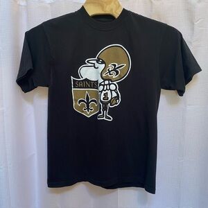 Adult REEBOK New Orleans Sir Saint Mascot Black T-Shirt Size Med